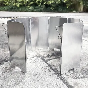 Parabrezza per fornello a gas pieghevole a 9 piastre Bruciatore da cucina per campeggio all'aperto Schermo antivento Parabrezza per fornello da esterno in lega di alluminio
