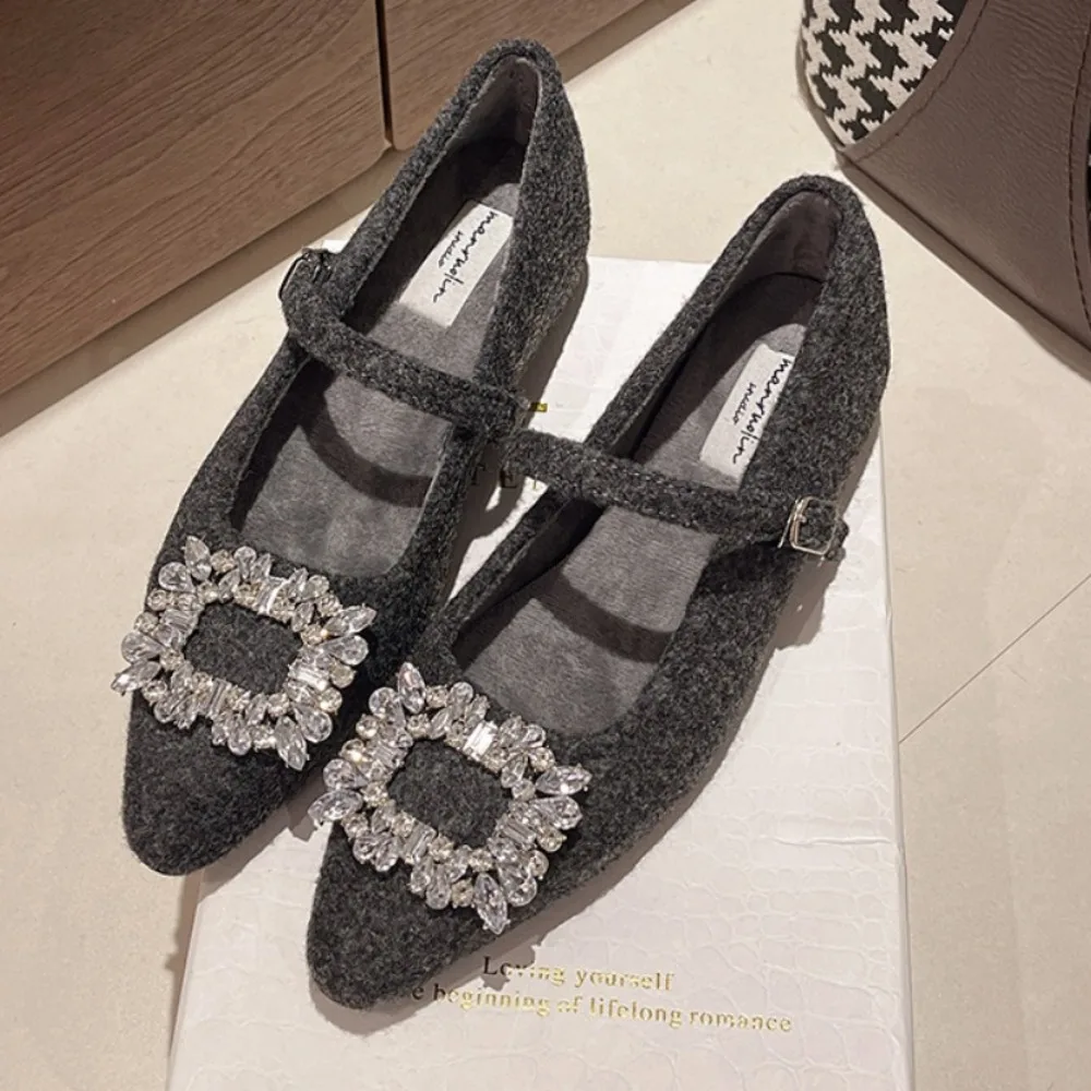 Zapatillas de deporte para Mujer, zapatos Mary Jane de fieltro, bailarinas con punta cuadrada, nueva moda, zapatos de Mujer con correa y hebilla, Zapatillas para Mujer para primavera y otoño
