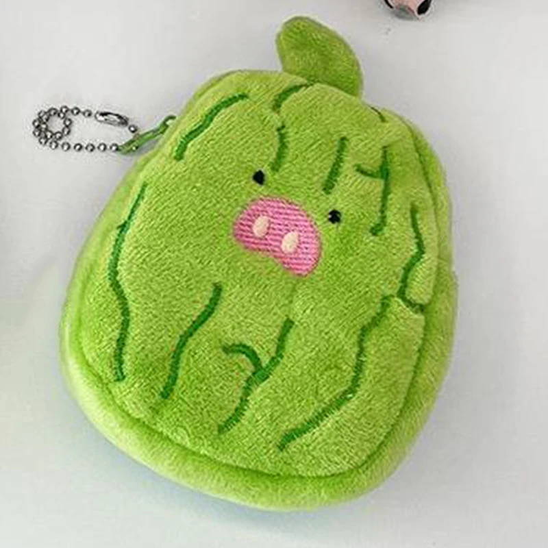 Cute Plush Bitter Melon Coin Purse Headphone Bag Backpack Mini Pendant