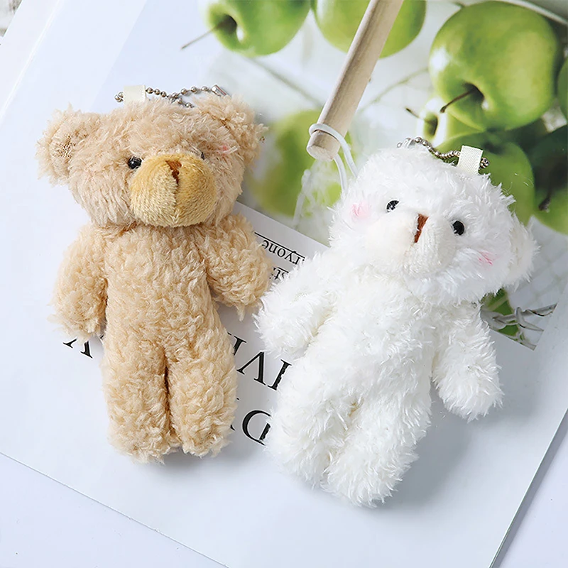 11cm Kawaii Bear Plush Doll Keychain Toys Cartoon Animal Plush Stuffed Dolls Keychain Pendant For Girl Birthday Small Gift Decor