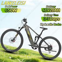 LANKELEISI Electric Bike Peak Power 650W 48V20AH Battery Adult Off-road Ebike Hydraulic Brake 29 Tire commuting Electric Bicycle