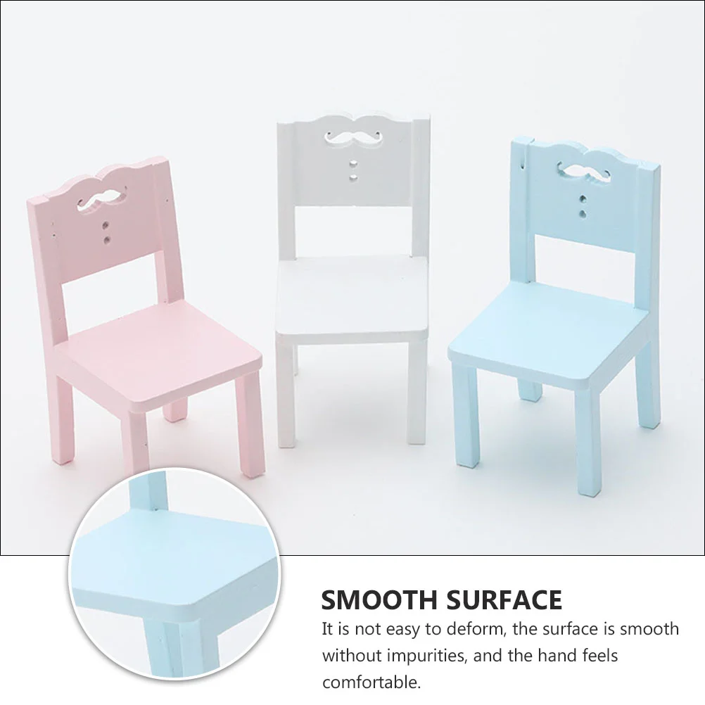 3 Pcs Furniture House Mini Model Chair Toy Simulation Blue Miniature Child