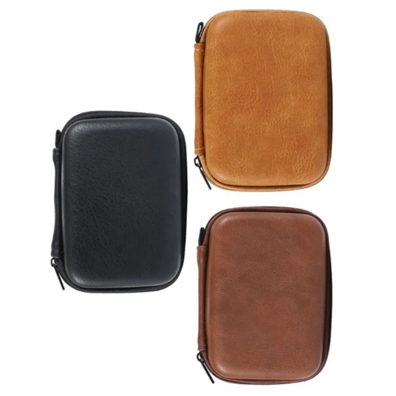 Portable USB Data Cable Organizer Leather Earphone Storage Bag Headphone for Case Cover Protector Mini Zipper Hard Pouch