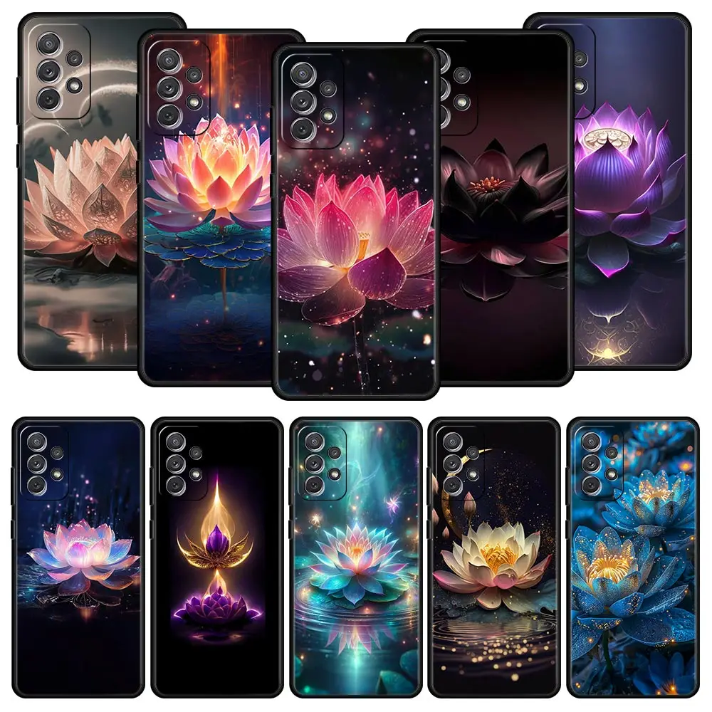 Funda de teléfono para Samsung Galaxy A13 A15 A17 A07 A21S A22 A23 A25 A31 A73 A32 A52 A52S A41 5G, Funda de TPU suave con diseño de flor de loto