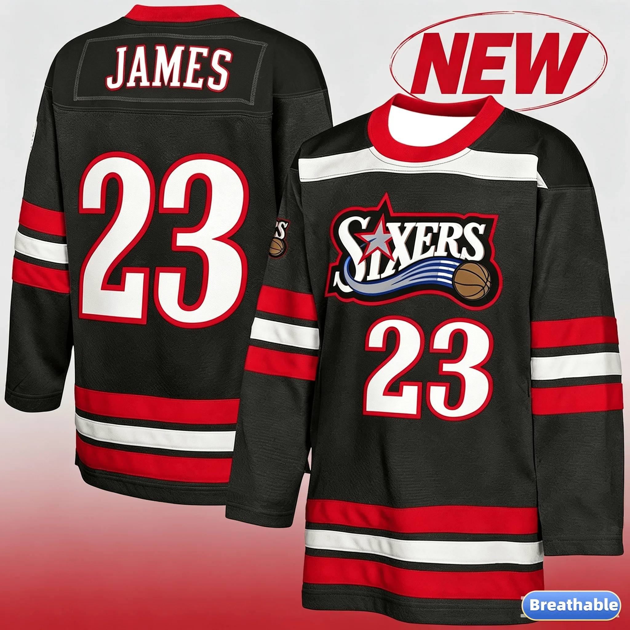 Autumn Winter New Black #23 Philadelphia Hockey Jerseys for Men Women Casual Long Sleeve Sports Shirts Oversized Man Jerseys