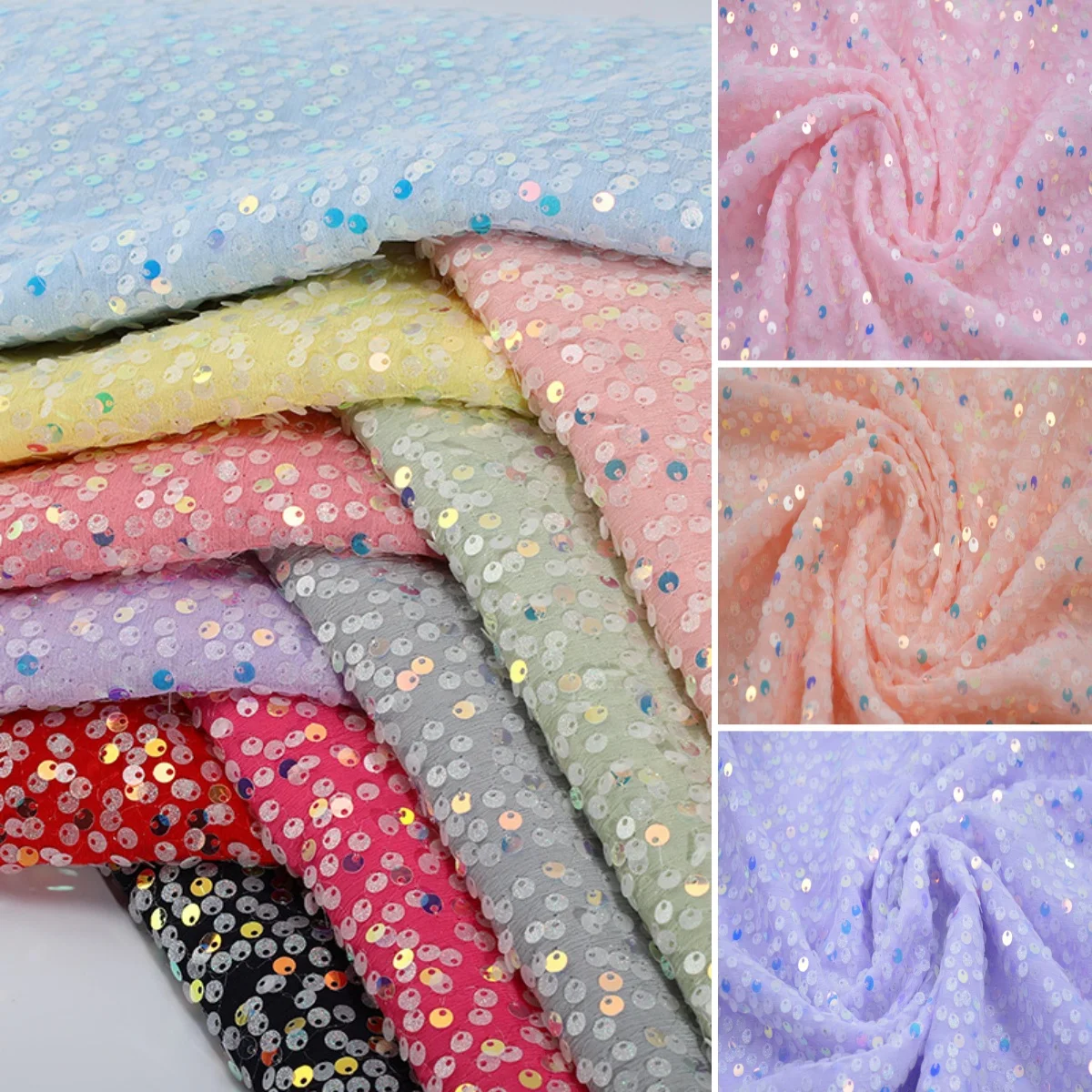 

Chiffon sequins embroidery fabric sewing children's clothing stage clothing DIY background headwear fabric
