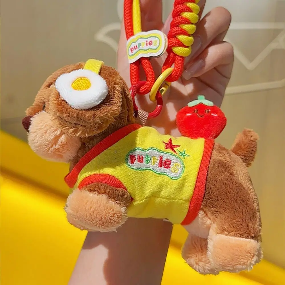 Pluizige teckel pluche hond sleutelhanger zacht meisje hart puppy autosleutelhanger Trinket collectie dier puppy poppen sleutelhanger tas hangend
