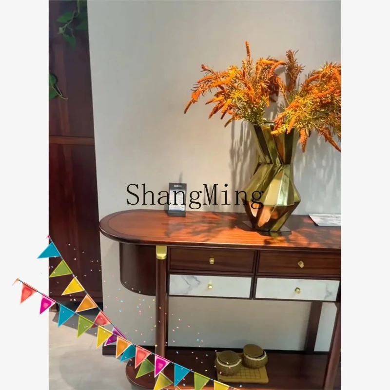 

FG Modern Retro Zen Solid Wood Entrance Table Cabinet New Chinese Ebony Entrance Table