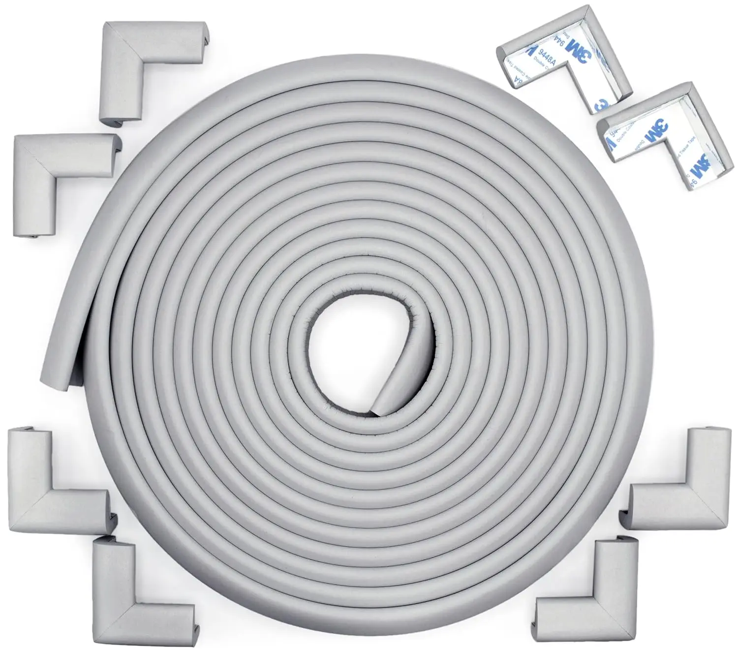 

Slimfit Corner Edge Protector for Baby Proofing, 18ft Edges 8 Corners, NBR Rubber Foam, 3M Adhesive, Stone Grey