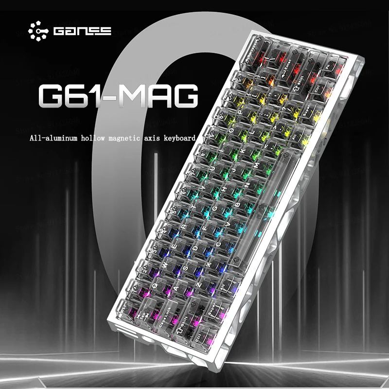 GANSS G61-MAG All-Aluminum Hollow Magnetic Axis Gaming Keyboard 0.01mm RT Berserk Mode MIX Function for Valorant Gamers