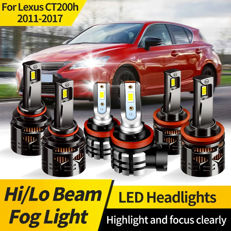 

2PCS For Lexus CT200h 2011-2017 9005 HB3 LED Headlight Bulbs 6000K White H11 LED Hi/Lo Beam Lamp Fog Light Halogen Replacement