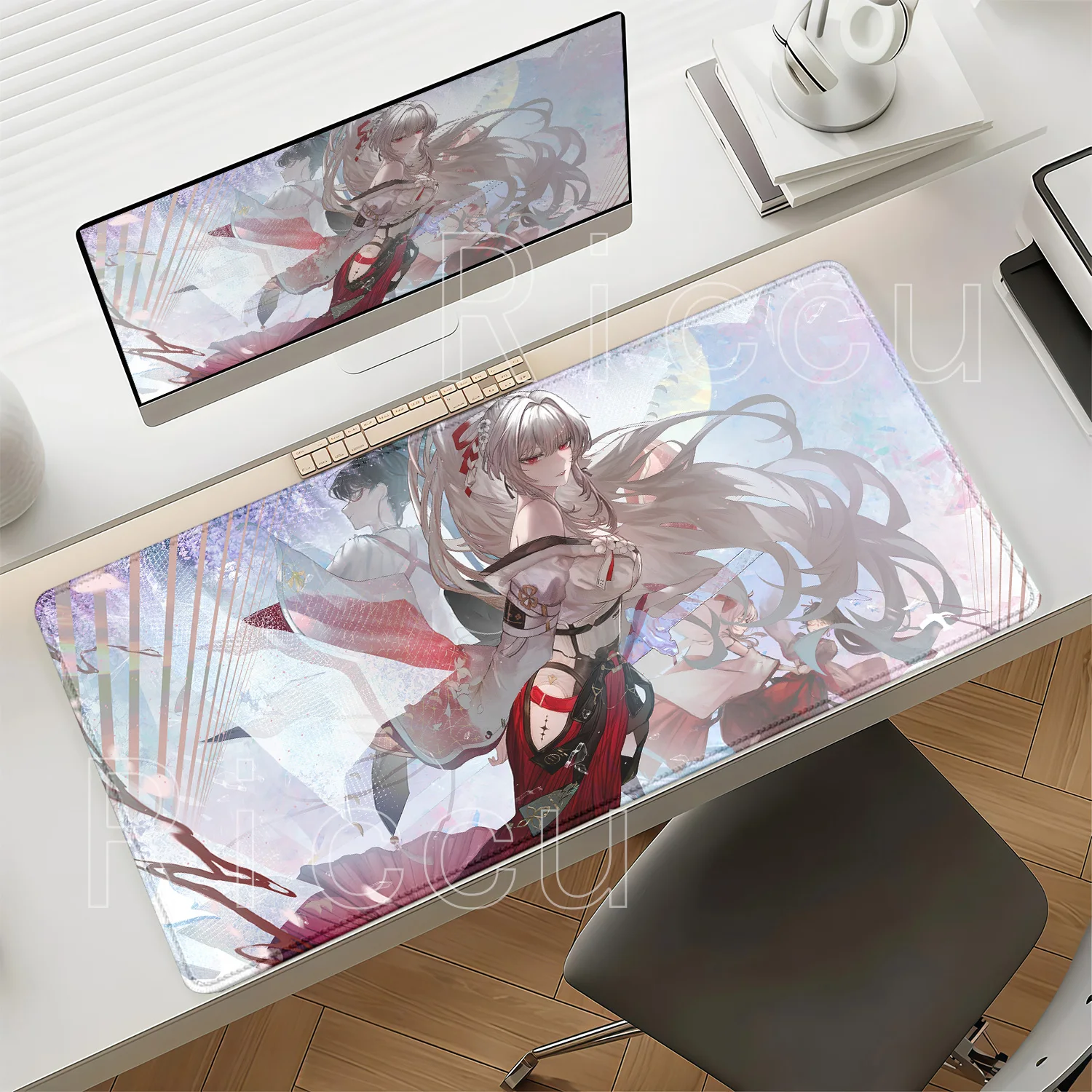 WuWa Hiyuki Mouse Mat Wuthering Waves Gaming Non-slip Base Anime Girl Mousepad Office Accessories Keyboard HD Printing Desk Mat