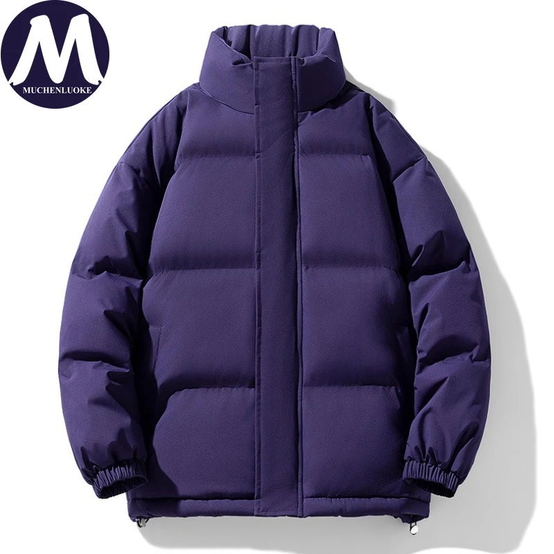 レディースウィンタージャケット2025 エレガントな長袖スタンドカラー暖かい韓国ファッションカジュアルルーズ厚手パーカーコート