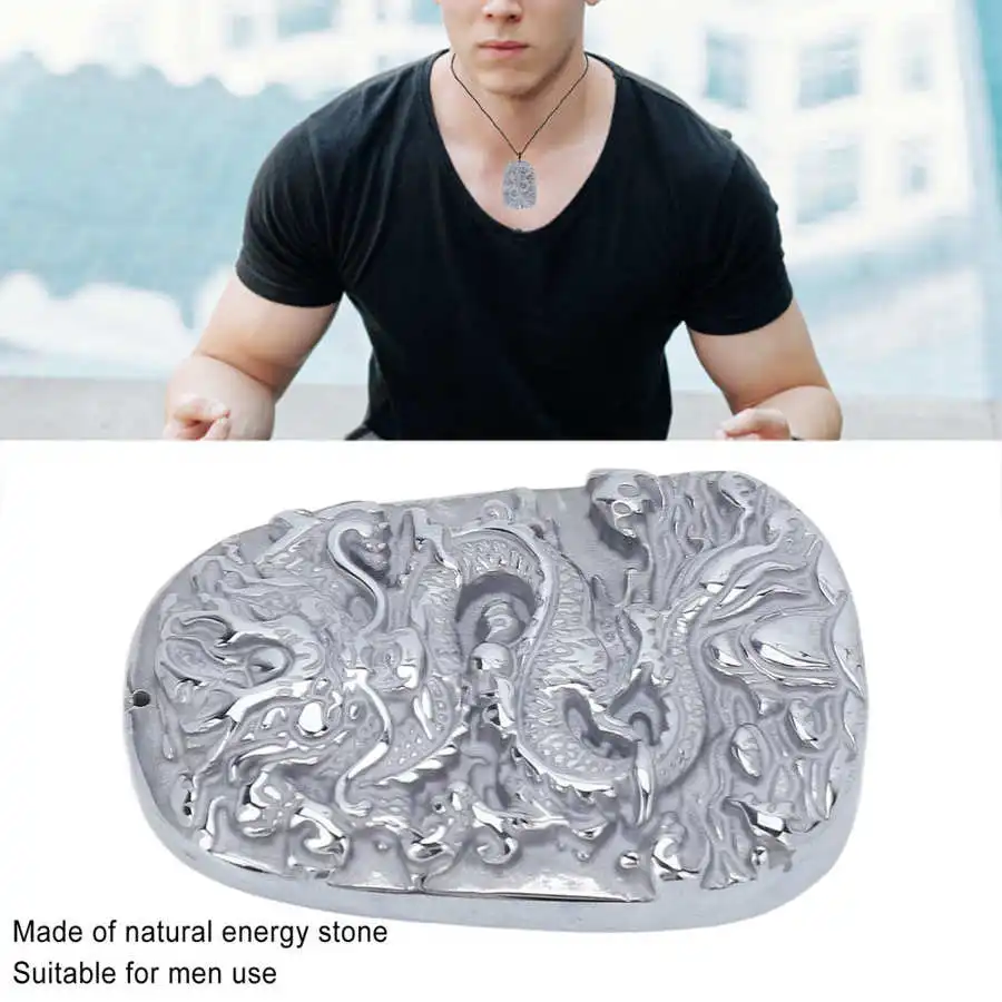 Natural Terahertz Pendant Dragon Pattern Carved Necklace Energy Pendant Relief Fatigue for Men DIY Fashion Jewelry Health Care