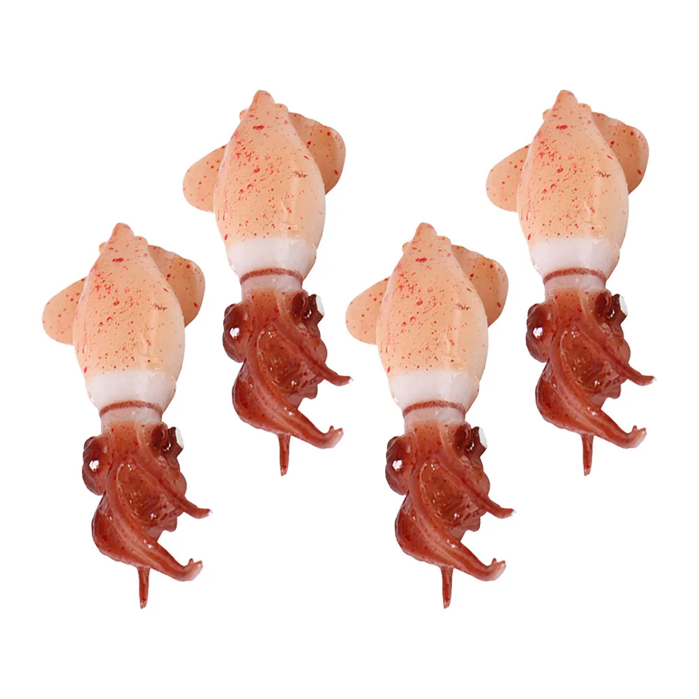 

4pcs Simulation Squid Lifelike Food Models PVC Artificial Ornament Fake Marine Animal Decorations Safe Material