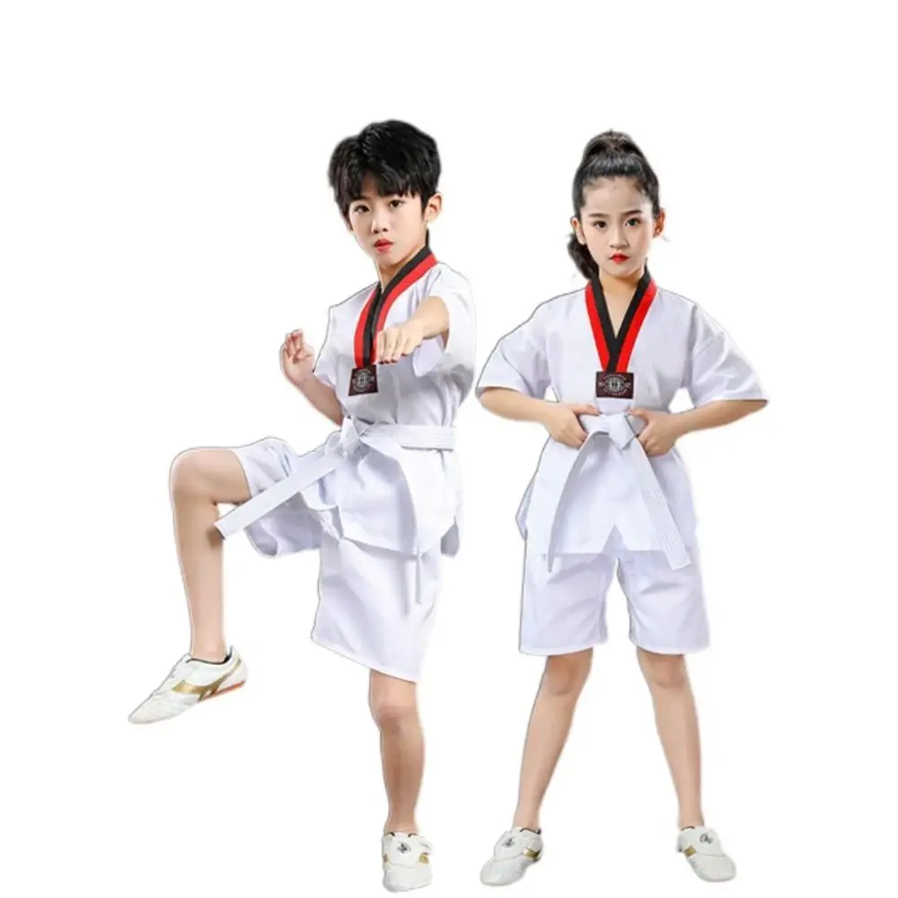 

Dobok Set Polyester Taekwondo Suit WTF Cotton Taekwondo Training Uniforms TKD White Karate Suit Unisex