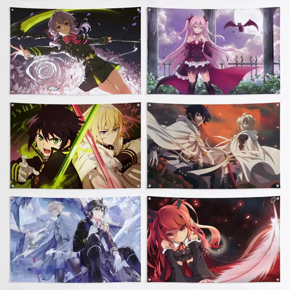 Seraph Of The End Flags Aesthetic Wall Tapestry Printed Wall Hanging Living Room Party Outdoor Decor