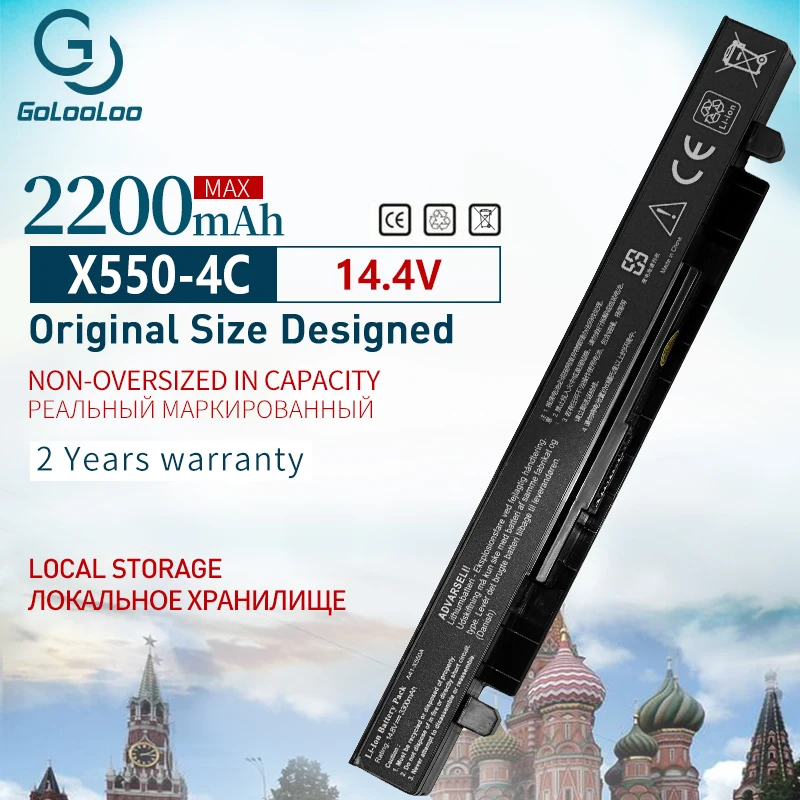 Golooloo 14.4V 2200mAh 4 Cells A41-X550A Laptop Battery for ASUS A41-X550 X450 X550 X550C X550B X550V X450C X550CA X452EA X452C