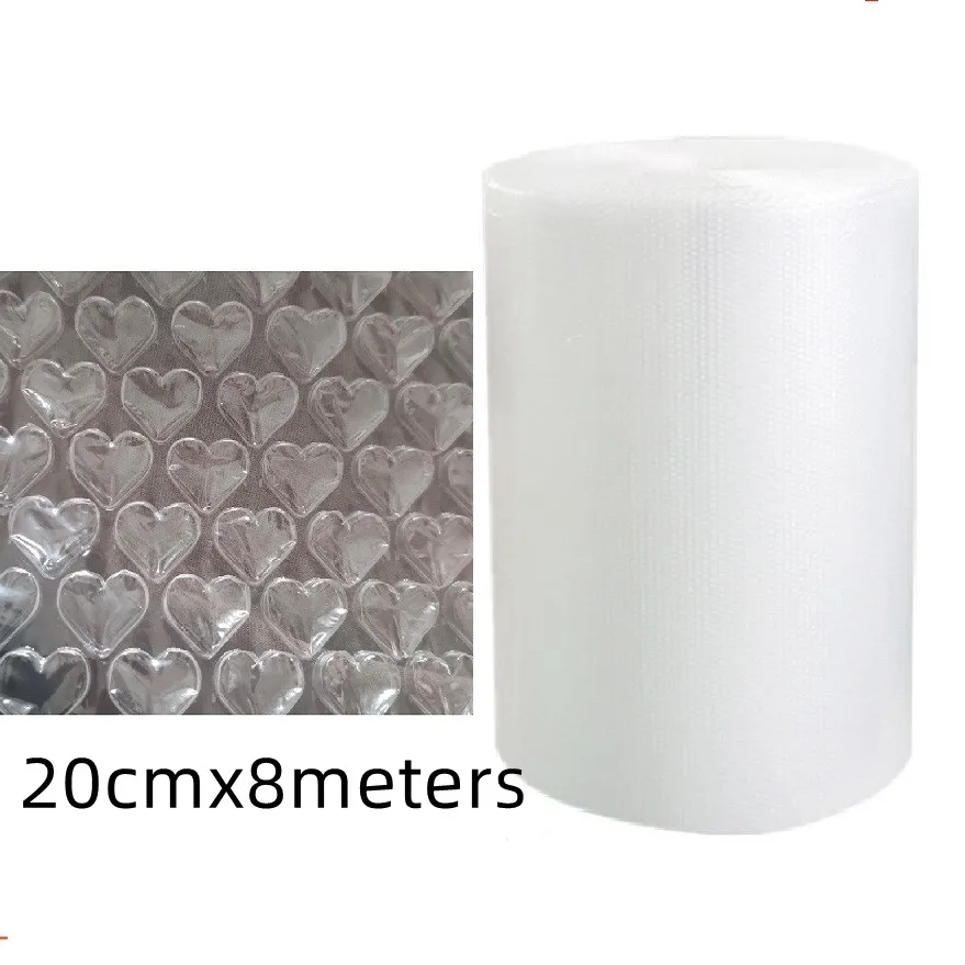 

20cmx8meters/roll Clear Love Heart Air Bubble Film for Bubble Wrap for Packing Mailer Transparent Shockproof Shipping Supplies