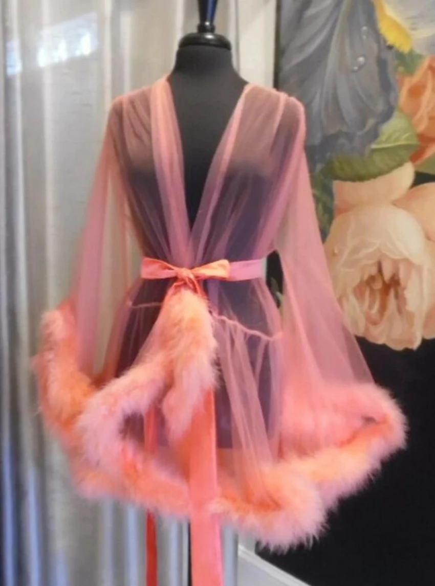 Robe courte en plumes de Maribou, Sexy, Boudoir, couleurs assorties