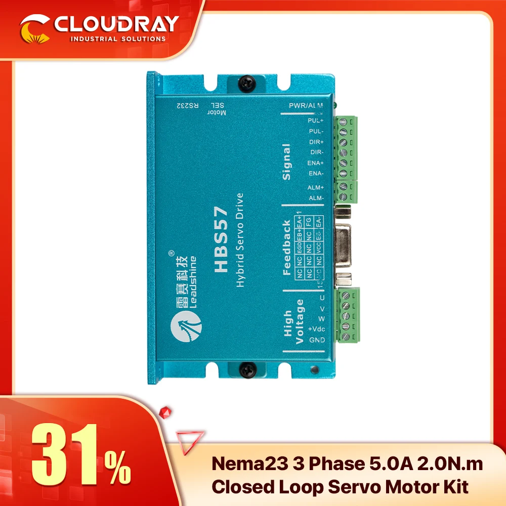 Leadshine Nema23 3 Phase Hybrid Servo Closed Loop Motor Driver Kit HBS57+573HBM20-1000 HBS507 With 3m Free Cable