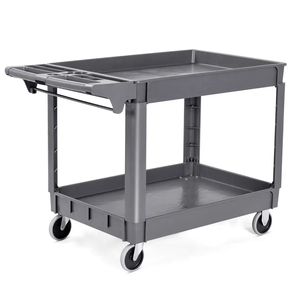 

Versatile Utility Storage Cart with 550 lbs Capacity, 2 Shelves: 46 x 25 x 33