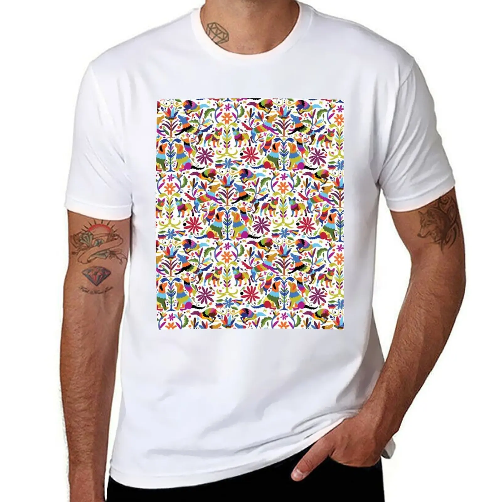 

Multicolor Dog Otomi Print T-Shirt Holiday Outdoor T-Shirt