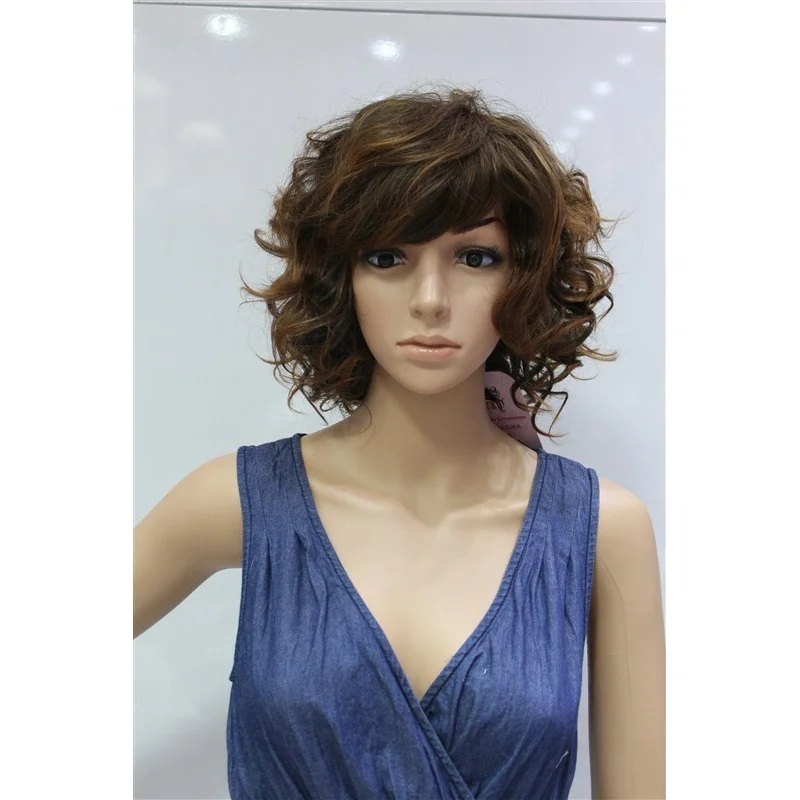

Fashion Ladies Wigs Women's Wig Short Brown Curly Natural Hair Wig+Wig Cap