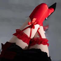 Women Thigh High Sexy Stockings JK Lolita  Japanese Style Lace Bow Horse Oil Stockings With Suspenders Party Over Knee Medias