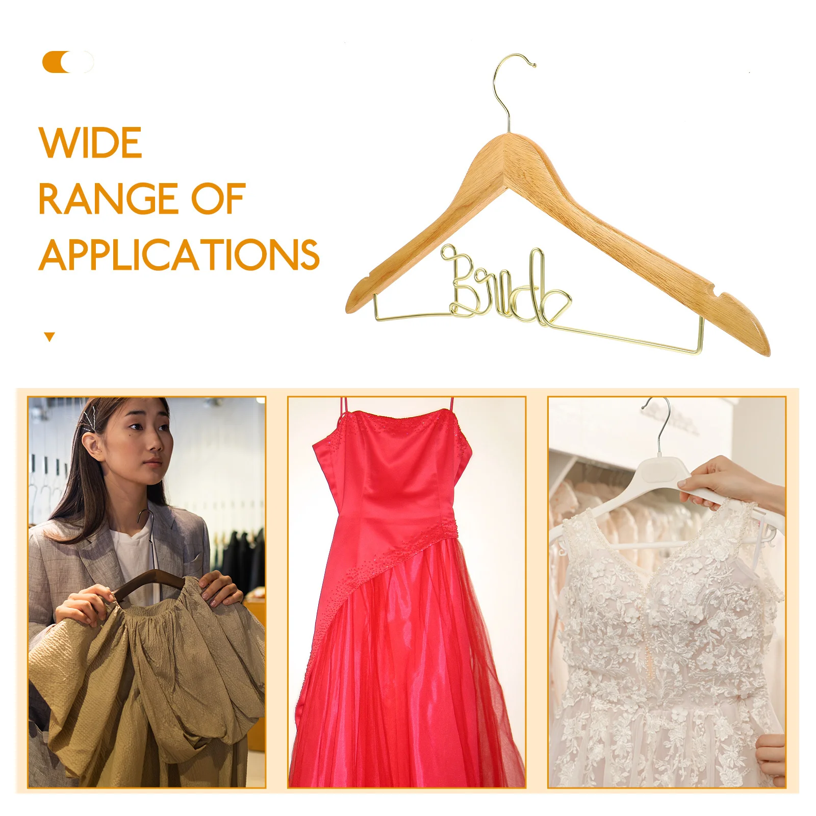 

Wedding Clothing Hanger Wooden Wire Anti-Skid Delicate Design for Wedding Dress Wardrobe Store Display Formal Clothing Hanger