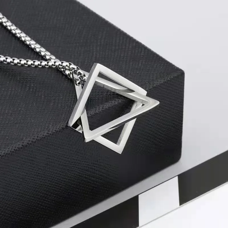 

Geometric Necklace Trendy Men's Fashion Ins Cold Style Hip Hop Titanium Steel Men's Simple Sweater Chain