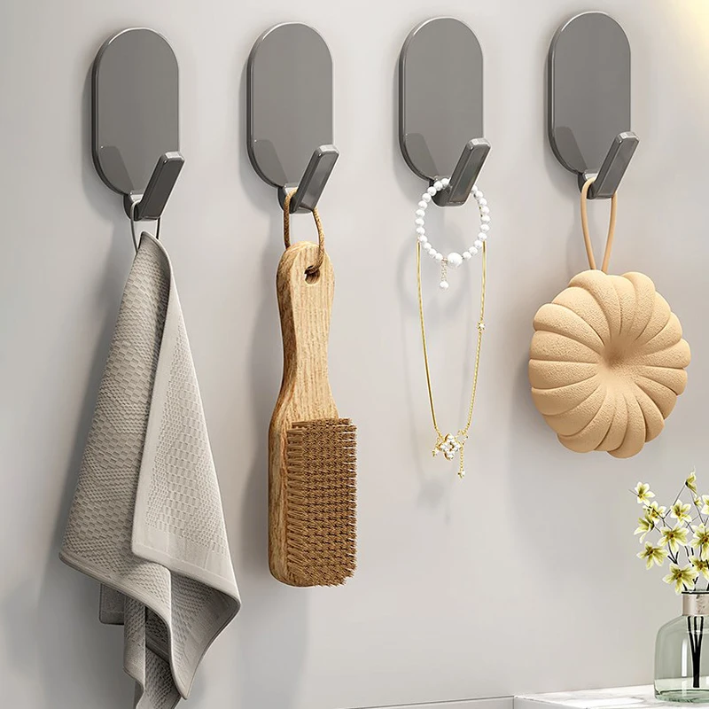 1PCS Self-Adhesive Wall Hooks Door Keys Clothes Hanger Robe Hook Coat Rack Towel Holder Bathroom Accessory Multifunction Hook