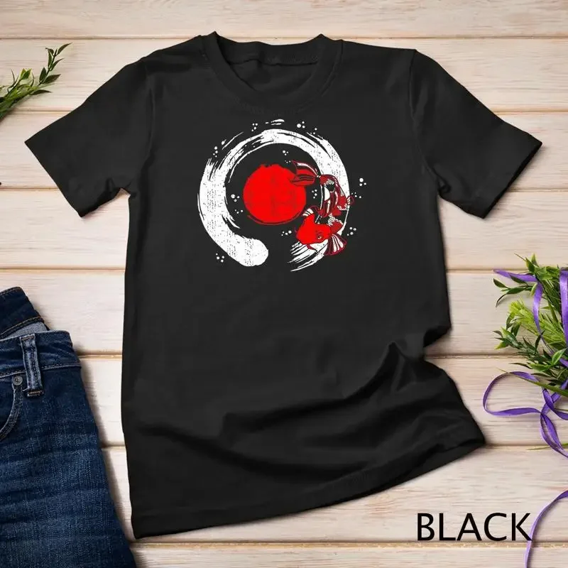 Koi Fish T Shirt Calligraphy Enso Zen Tee Japanese Red Sun Unisex T shirt