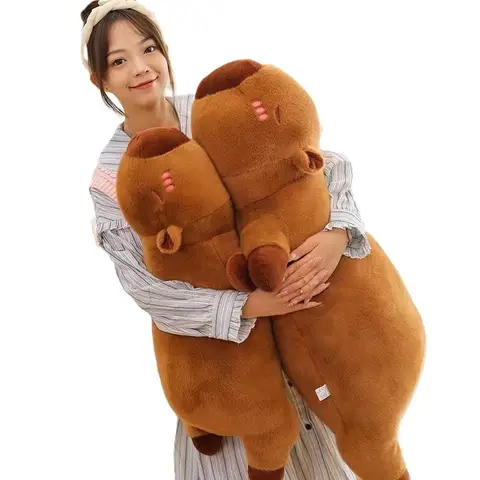 Kawaii Capybara 긴 수면 베개 Capibara 플러시 귀여운 푹신한 인형 부드러운 소파 쿠션 낮잠 홈 침대에 대한 잠자는 장난감 Best5