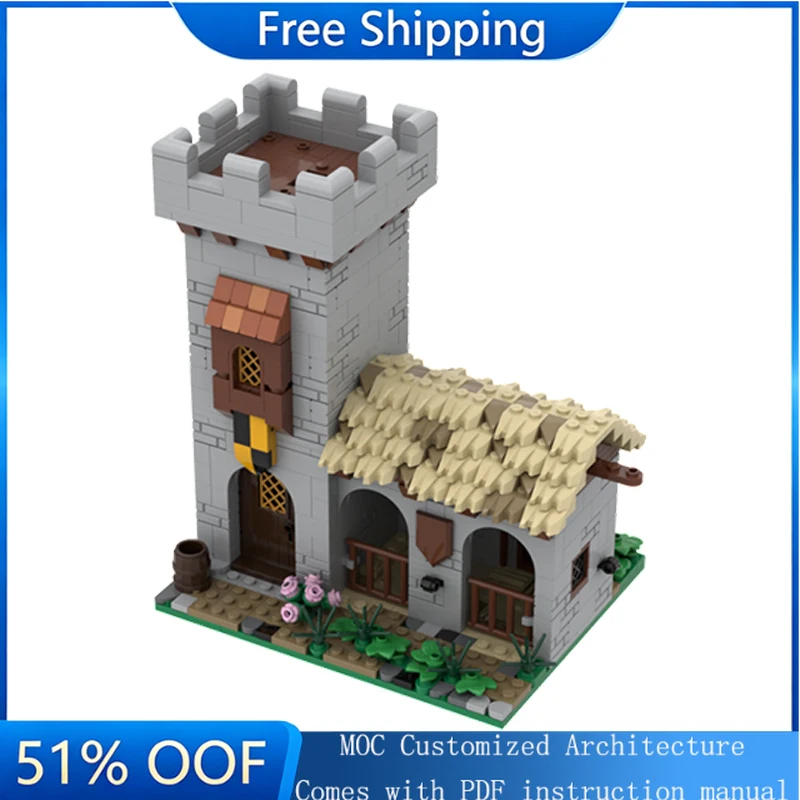 

793 PCS Customized MOC Medieval Castle Explored The Watchtower Stables Model Building DIY Block Bricks Assembly Toy Holiday Gift