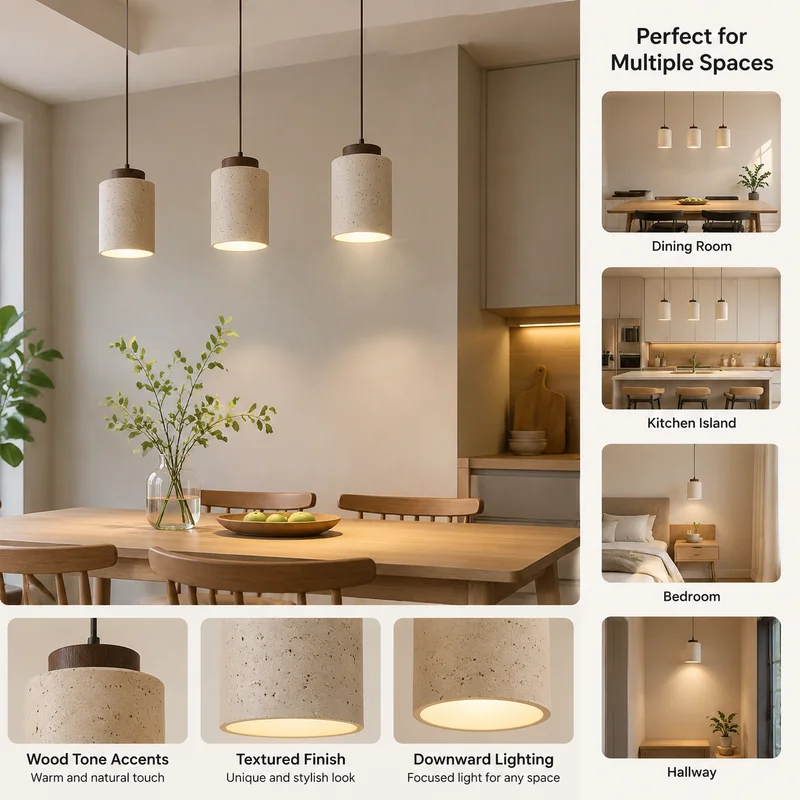 Chandelier Yellow Stone Warm Lamp, Sleek Minimalist Hanging Light for Living Room Bedroom Study, LED Efficient Pendant Wholesale