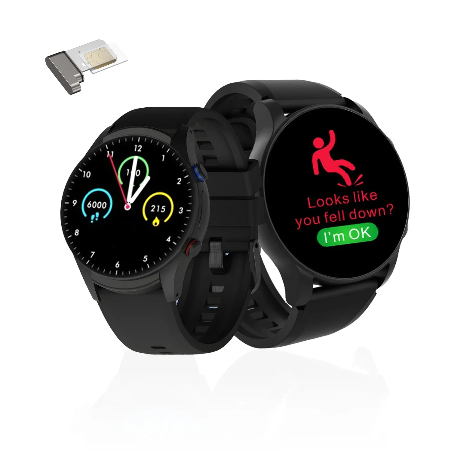 

## Mobile Phones Android For OS 4G GPS Wifi Position Fall Detection SOS Button Blood Pressure Heart Rate Elderly Smart Watch #