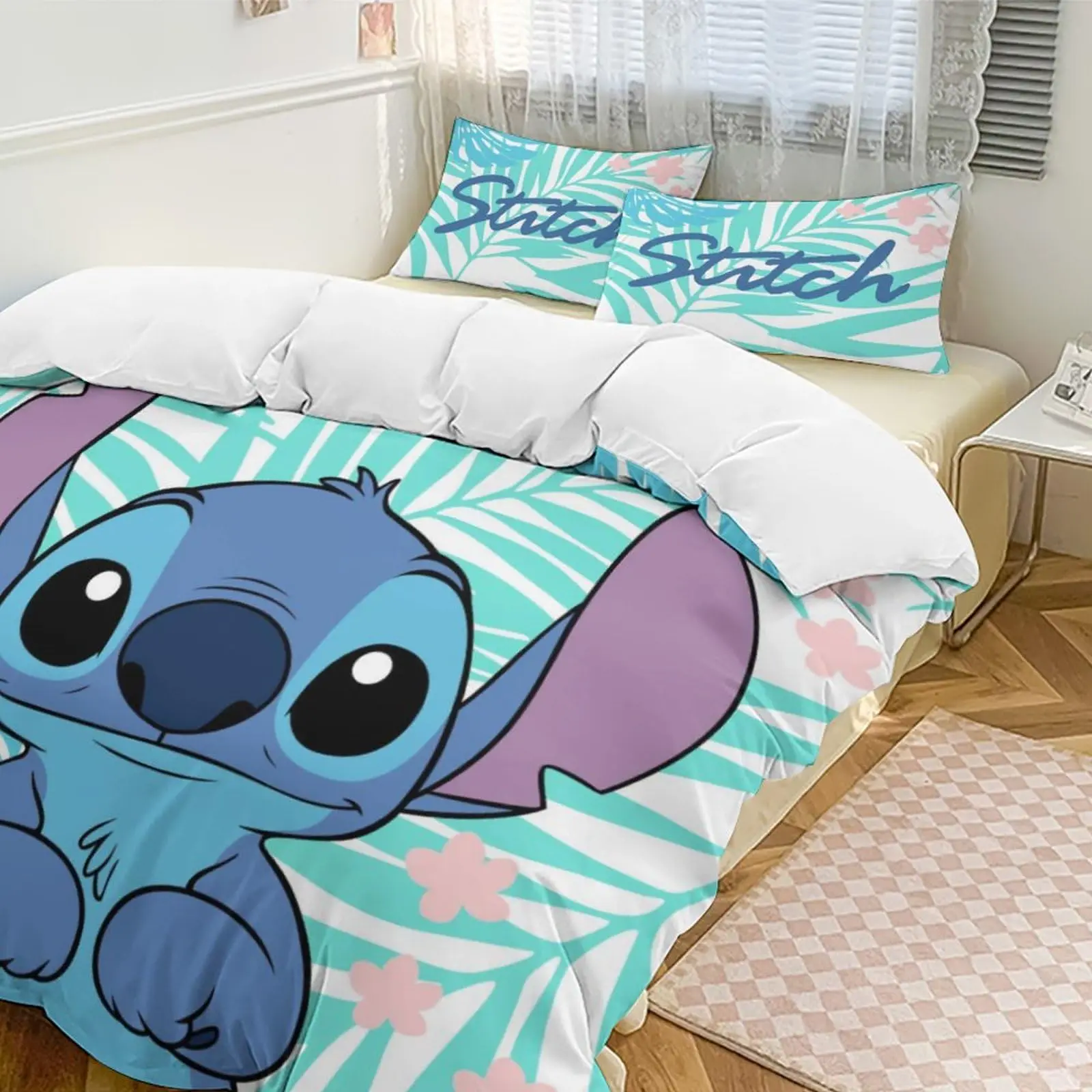 Duvet Cover Stitch Cartoon Kids Bedding Sets Anime Comforter Cover Sets Single Double Children Girls Boys Gifts Bedroom Decor