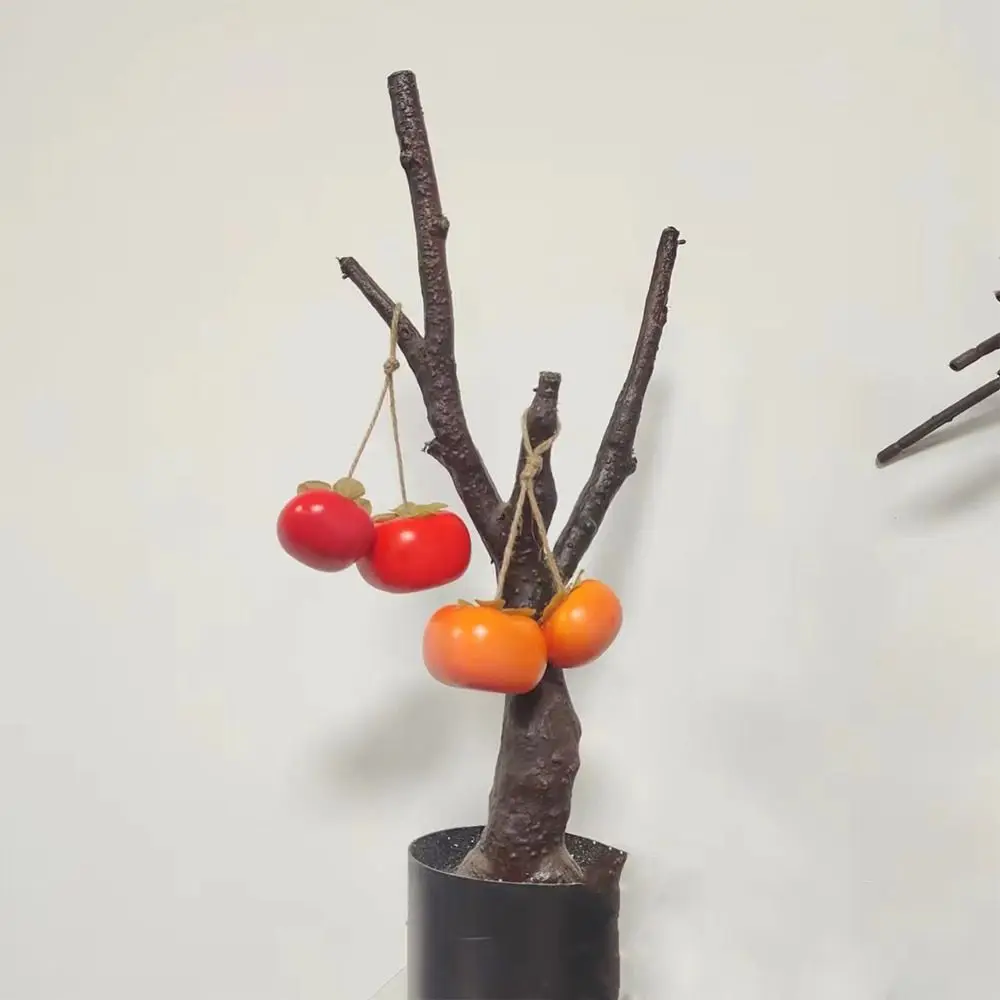 Mini Artificial Foam Persimmon Handicrafts Realistic Simulation Fruit Vegetable Funny Fake Persimmon Desk Decoration Accessories