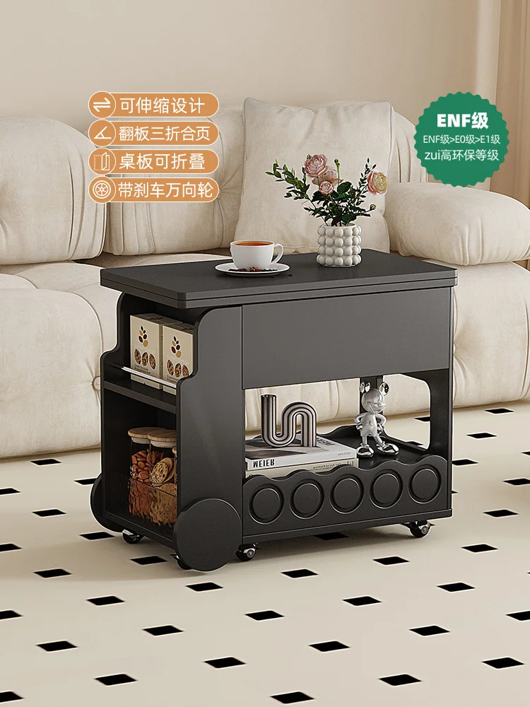 

Home living room retro trolley movable push-pull coffee table table