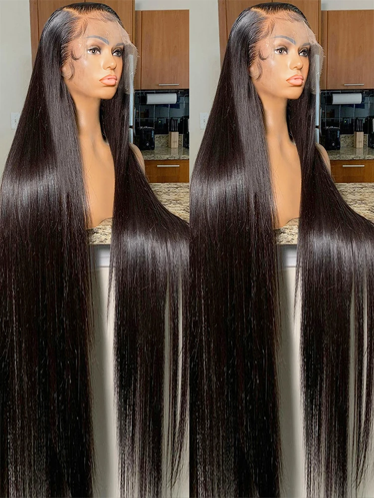 30 40 Inch Bone Straight 13x6 Hd Lace Frontal Human Hair Wig 13x4 Brazilian Pre Plucked Hair Wig Human Hair Wigs For Black Women