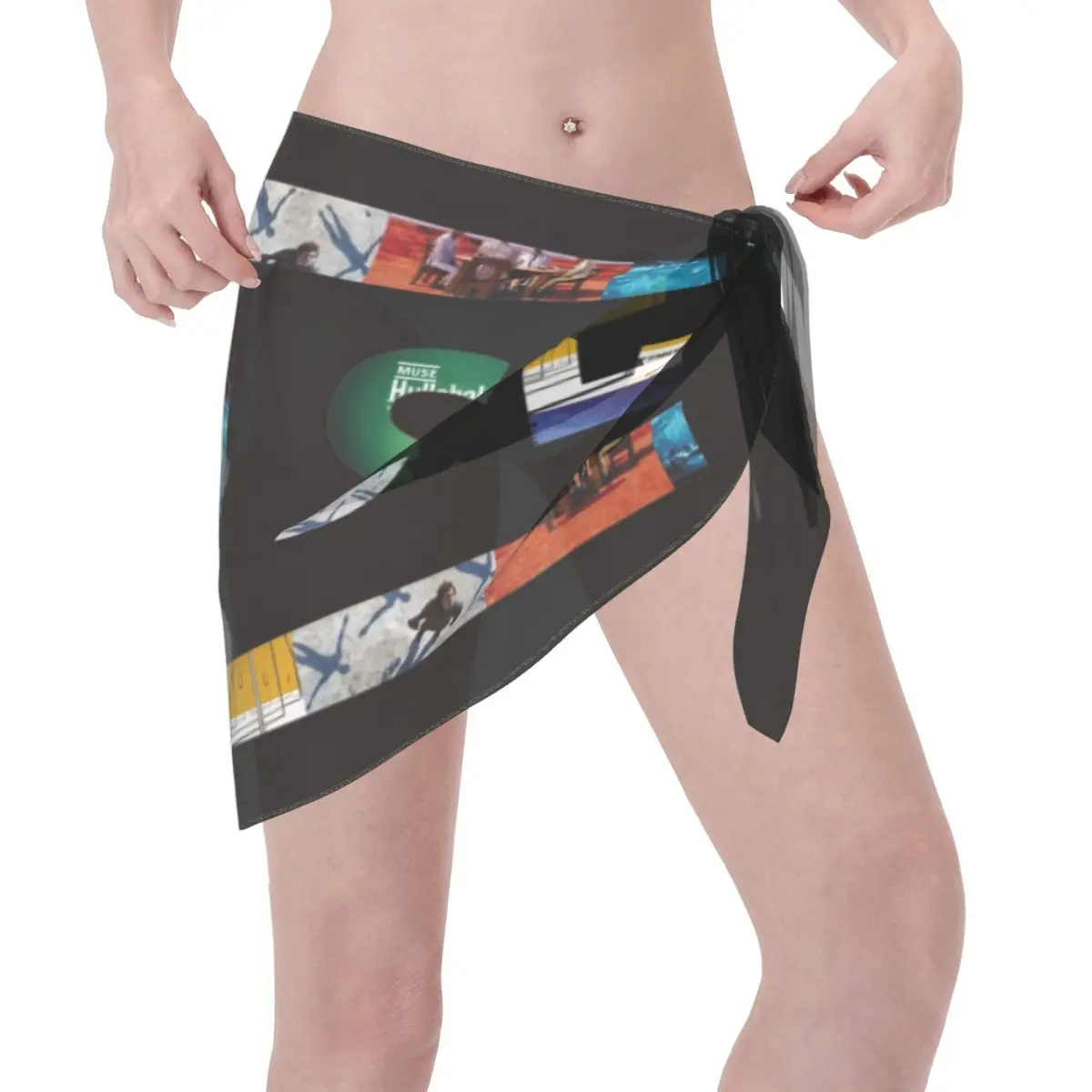 مخصص M-Muses ألبوم المرأة قصيرة Sarongs الشاطئ التفاف المعادن الثقيلة روك لملابس السباحة بيكيني للشاطئ التفاف فستان ملابس السباحة Coverups