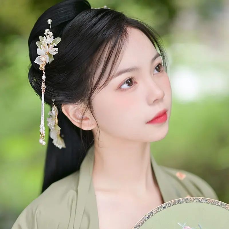 Chinese Hair Clips For Women Flower Pearl Hairpin Vintage Hanfu Decor Barrettes Retro Wedding Headpiece Hair Jewelry Headdress