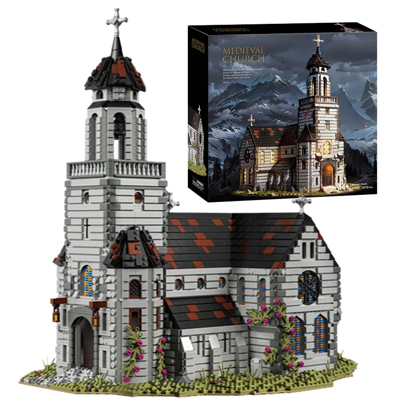 

6172PCS Medieval Church Castle Building Blocks European Street View Model Bricks Desktop Ornaments Toys For Kids Holiday Gifts