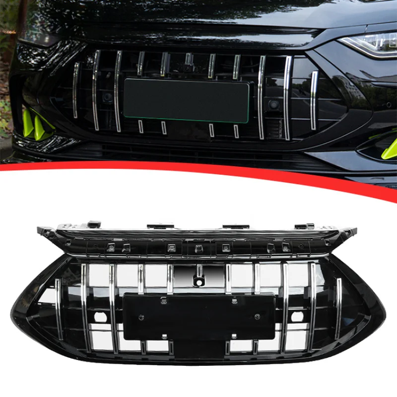 

Chrome Silver/Glossy Black Car Front Grille Bumper Racing Grille for BYD Han DMI 2020-2023