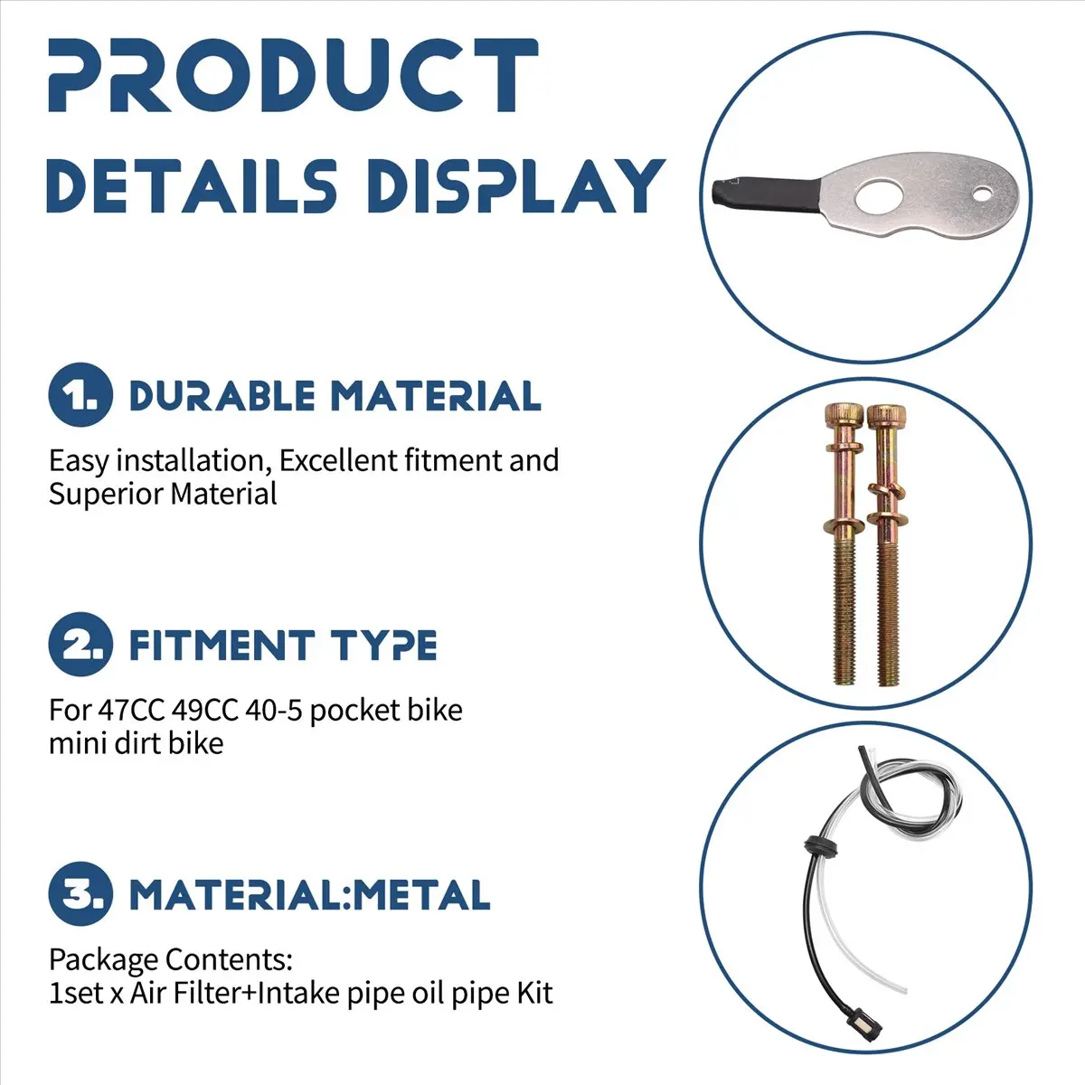 A23Z 42MM Air Filter Intake Pipe Oil Pipe Kit for 47Cc 49Cc Super Pocket Bike Upgrade Kit Mini Dirt Bike Atv Quad AirFilter,C