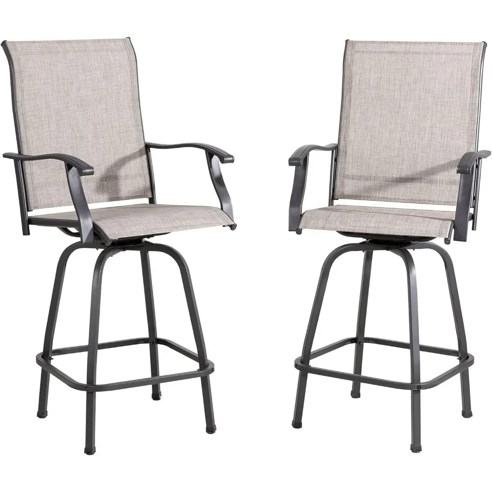 

2 Piece Patio Swivel Bar Chairs,All Weather Metal Textile High Swivel Bar Stools Chairs,Outdoor High Top Bistro Set for Backyard