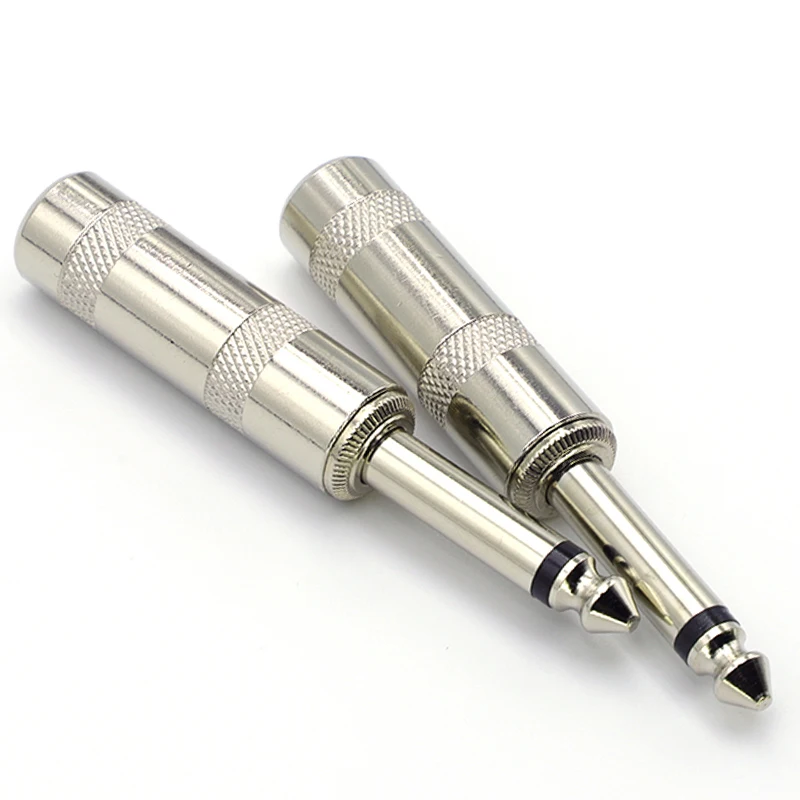 2Pcs High-quality 6.35mm Mono Jack Plug Audio Connector Solder Cable DIY Audio Adapter 6.3mm Male Plug for guitar