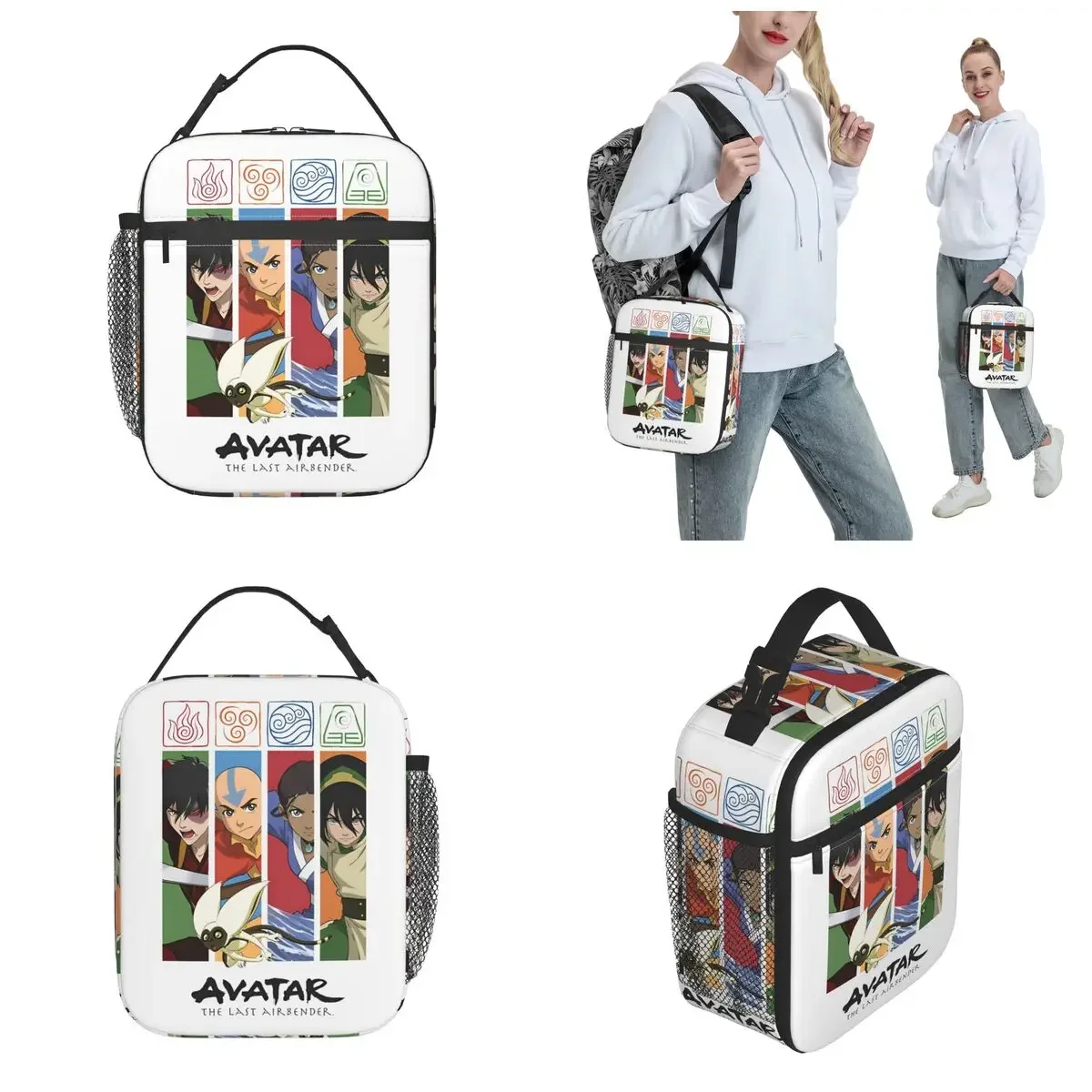 Avatar The Last Airbender Group Character Panels Insulated Lunch Bags Food Container Bags Portable Cooler Thermal Lunch Boxes