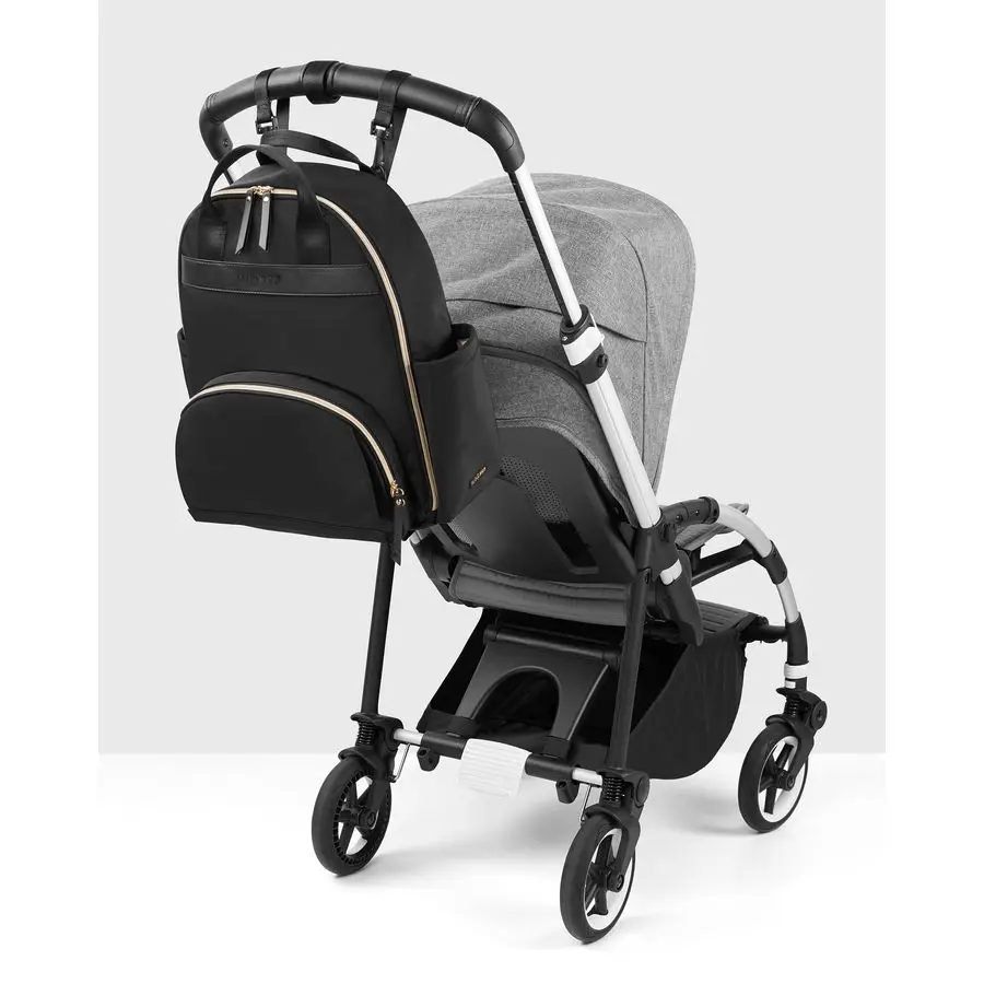 

Hop Diaper Bag Backpack Enviluxe MultiFunction Baby Travel Bag with Changing Pad and Stroller Straps, Eco Friendly, Black